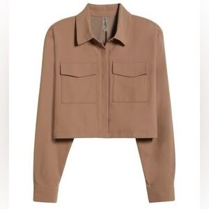 Beyond Yoga Jacket Midtown Cropped XS khaki NWOT